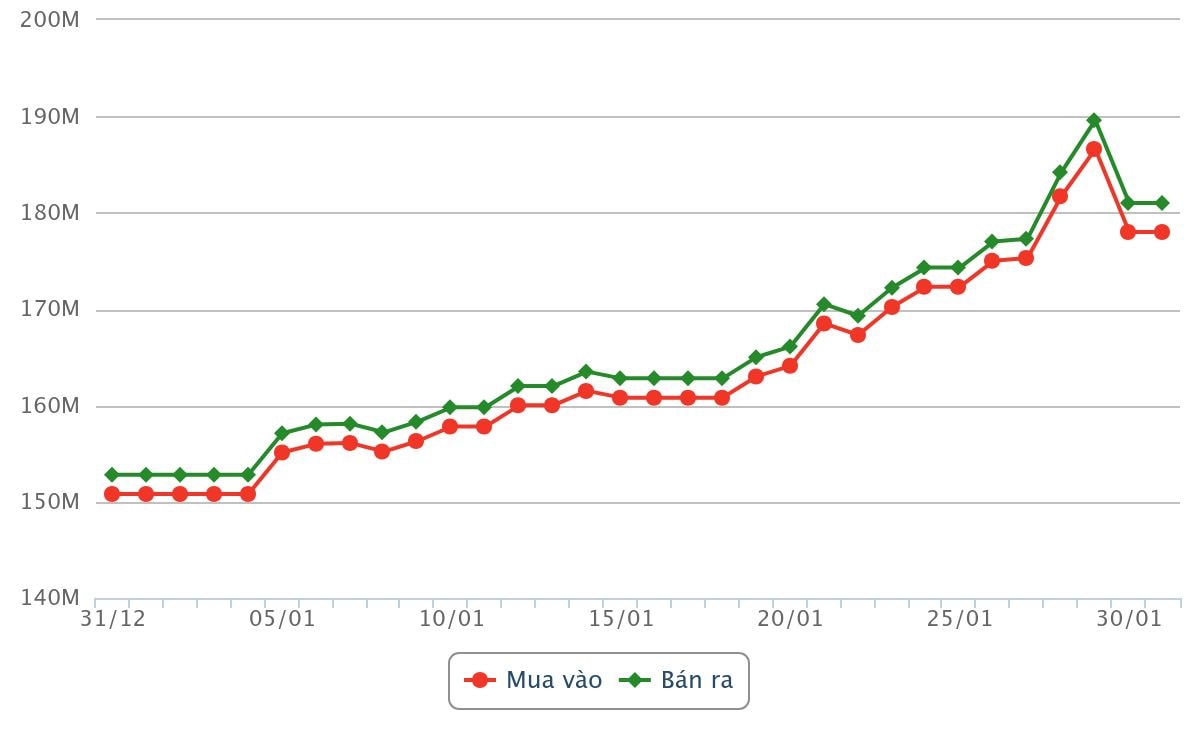 Giá vàng hôm nay 31/01/2026: Giá vàng SJC, vàng…