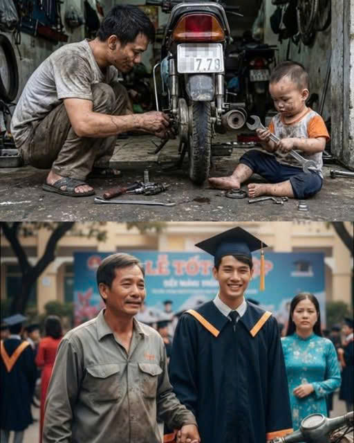 Người đàn ông sửa xe ở vậy 22 năm nuôi con ri:êng của người yêu cũ, ai ngờ tới ngày con nhận bằng tốt nghiệp thì mẹ ru::ột quay về đòi nhận
