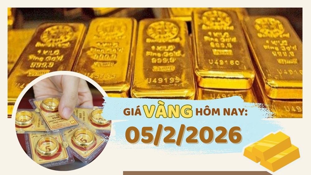 Giá vàng chiều nay 05/02/2026: Giá vàng SJC, giá vàng nhẫn, bảng giá vàng chốt phiên ngày thứ Năm