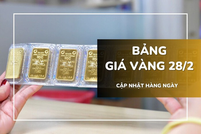 Bảng giá vàng hôm nay 28/2: Vàng SJC, nhẫn trơn và nữ trang đảo chiều tăng 1 – 3,2 triệu đồng/lượng